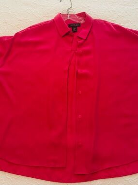 Rachel Zoe Women’s M Hot Pink Fuchsia Button Front Oversized Blouse Shirt